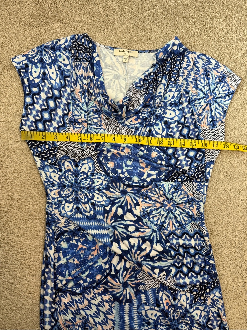 Haute Hippie Tribe Olivia Draped Jersey Dress Blue Wedgewood S - Picture 7 of 9